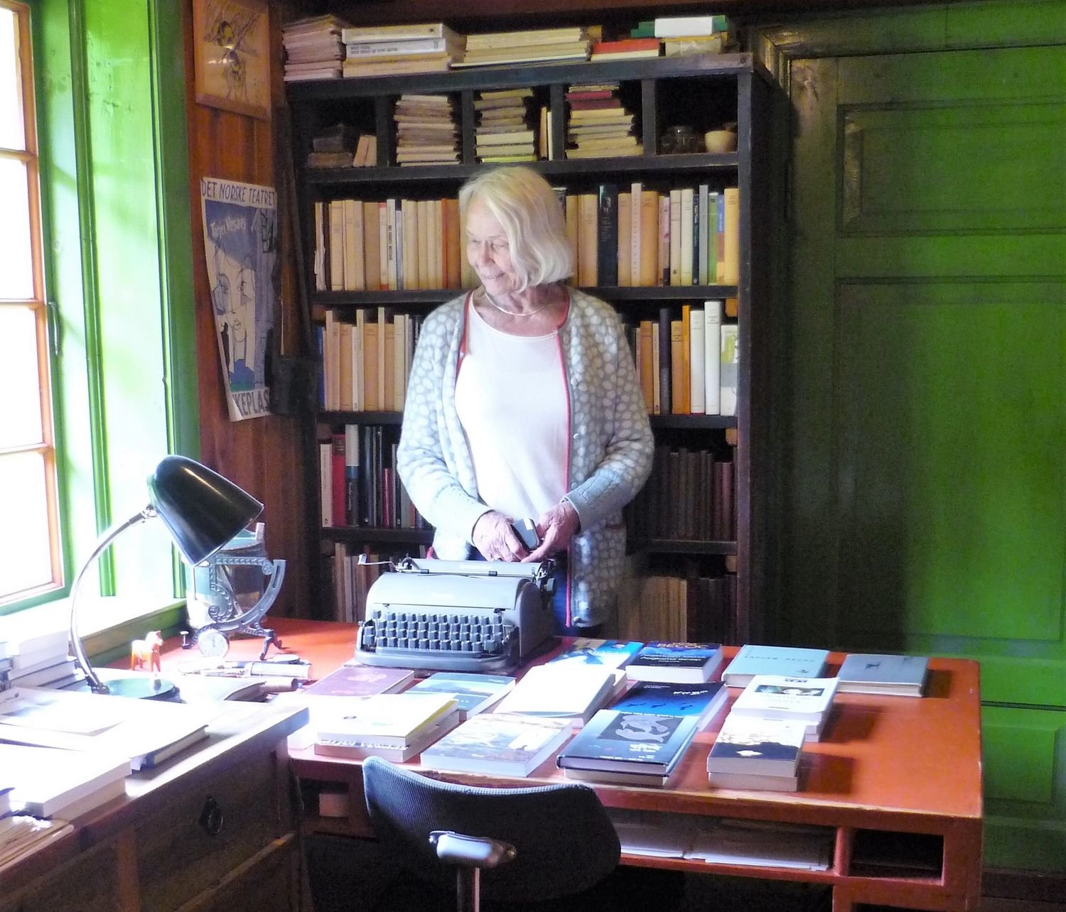 Tarjei vesaas daughter guri vesaas at her father's desk at home in midbtø in telemark photo alva gehrmann