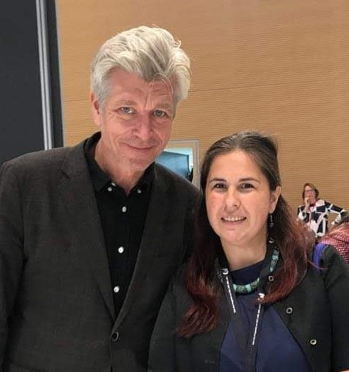 Bilde fra bokmessen i frankfurt 2019. fra v karl ove knausgård og roxana dreve cut